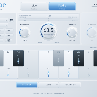 ARTUNE vocal pitch and expression plugin interface